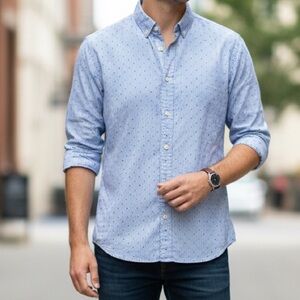 Diesel Light Blue Patterned Button-Down Shirt